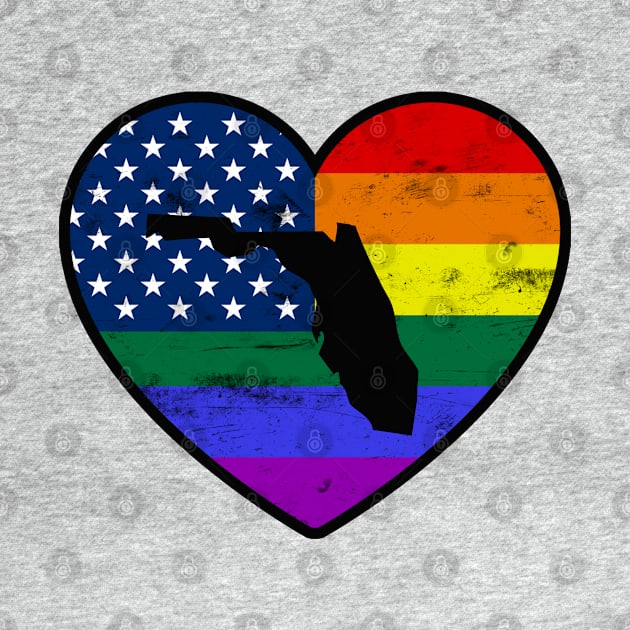 Florida United States Gay Pride Flag Heart by TextTees